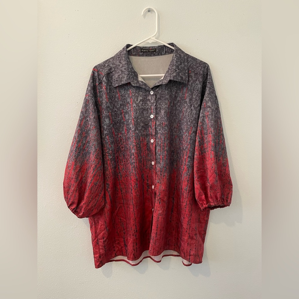 Red/Black Ombré Blouse